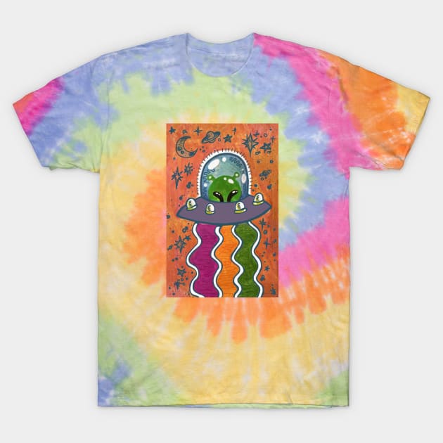 Colorful Drawing of a Happy Little Alien T-Shirt by CatsandBats